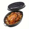 Black Speckled Enamel Oval Baking Pan with Lid