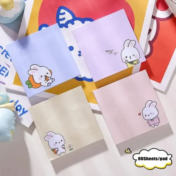 01cf25a4bedd416caaa94f448ab6da02-goods.webp 4pcs/set Rabbit Self-Adhesive Notebooks 80 Sheets