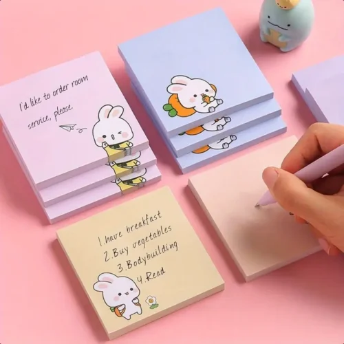 08ddb79ecd63459abaafe6380a8b1ce1-goods.webp 4pcs/set Rabbit Self-Adhesive Notebooks 80 Sheets