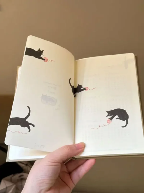 1f3828992d244540a0212004d985f1a6-goods.webp 1pc 2025 Cycle Plan B6  Cute Black Cat Design Linen Notebook