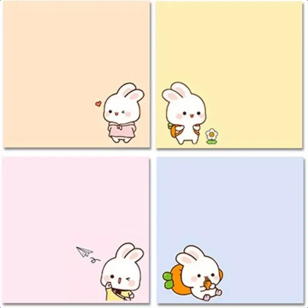 5d52e3c675f44ba69a4cd2f37a4a01c8-goods.webp 4pcs/set Rabbit Self-Adhesive Notebooks 80 Sheets
