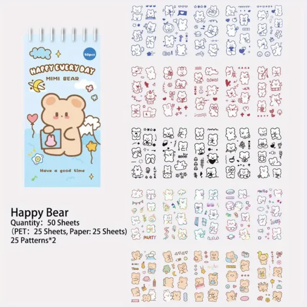 68462801-d17c-4318-be3b-3f5ace2434fc_1000x1000.webp 50 Sheets Cute Cartoon Bear Stickers